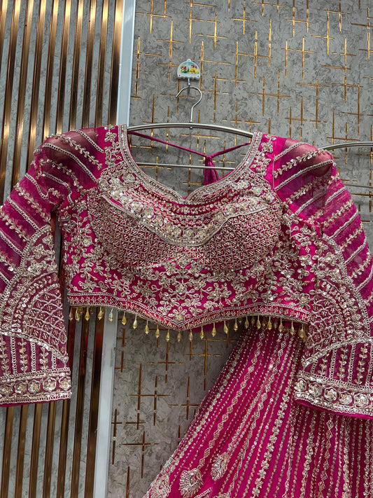 Charming Hot pink crop top Lehenga