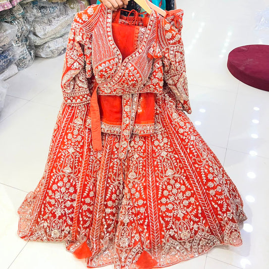 Rust Orange Crop Top Lehenga