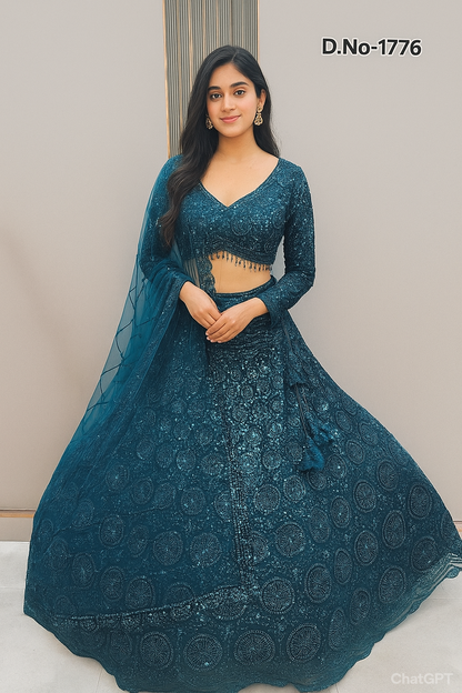 Gorgeous Cherry red on red Monotone Crop top Lehenga