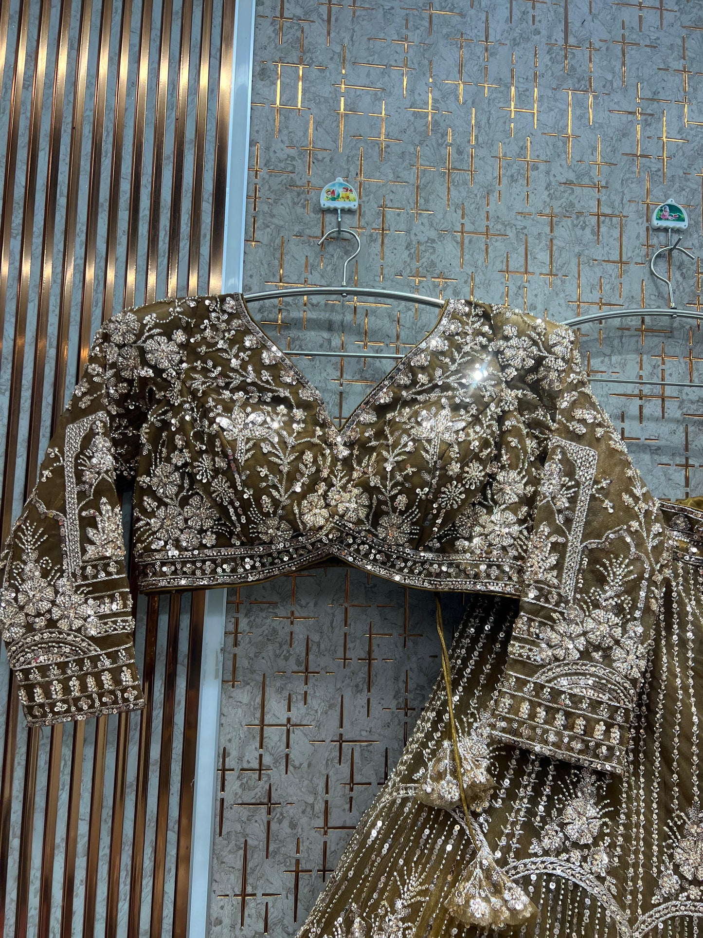 Embellished Blue Crop Top  Lehenga