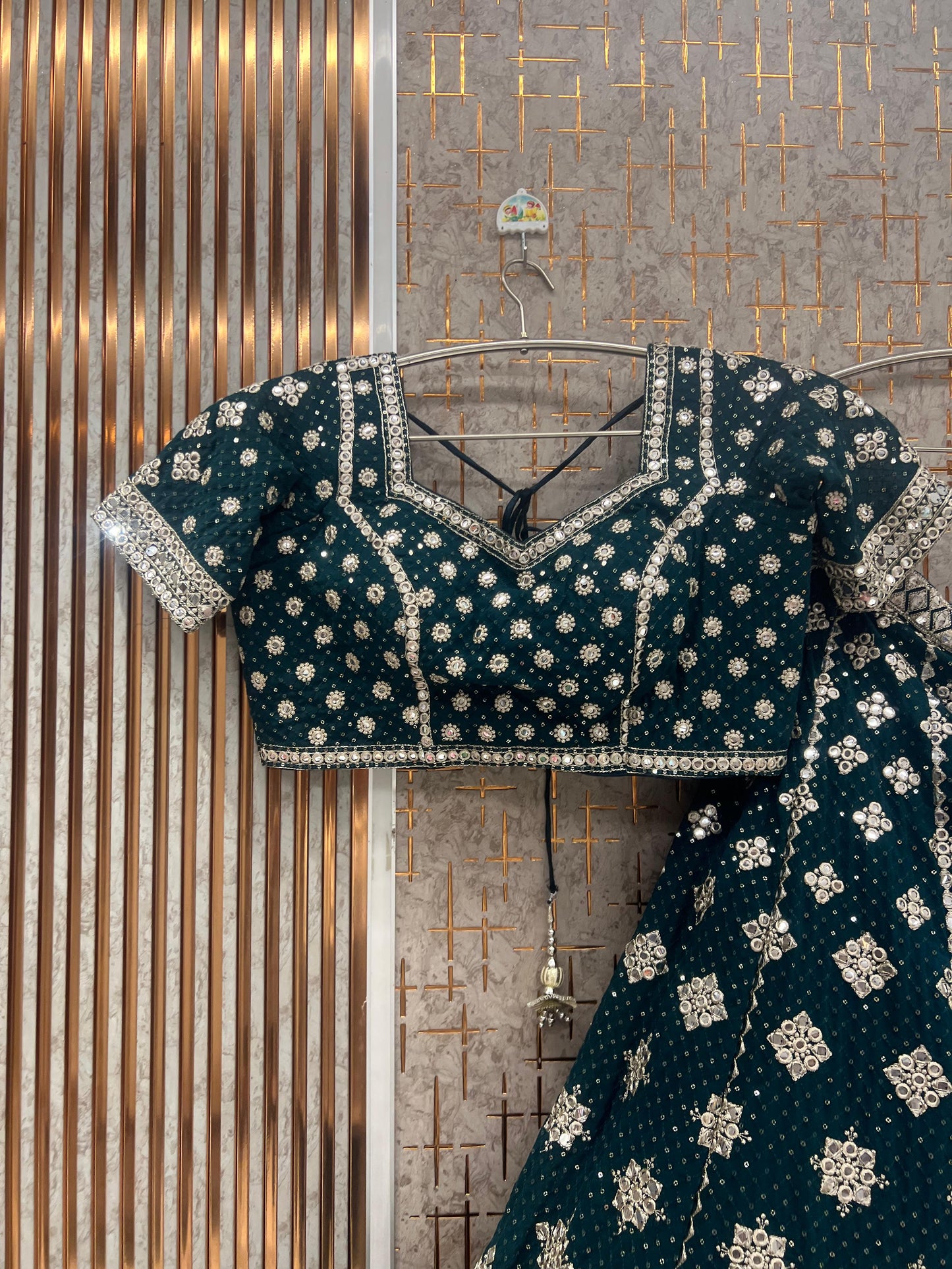 Green Crop top Lehenga