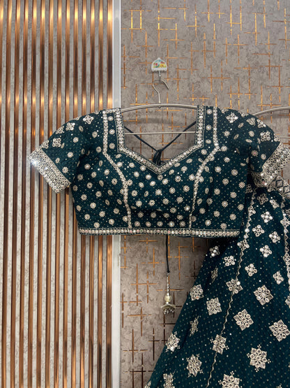 Green Crop top Lehenga