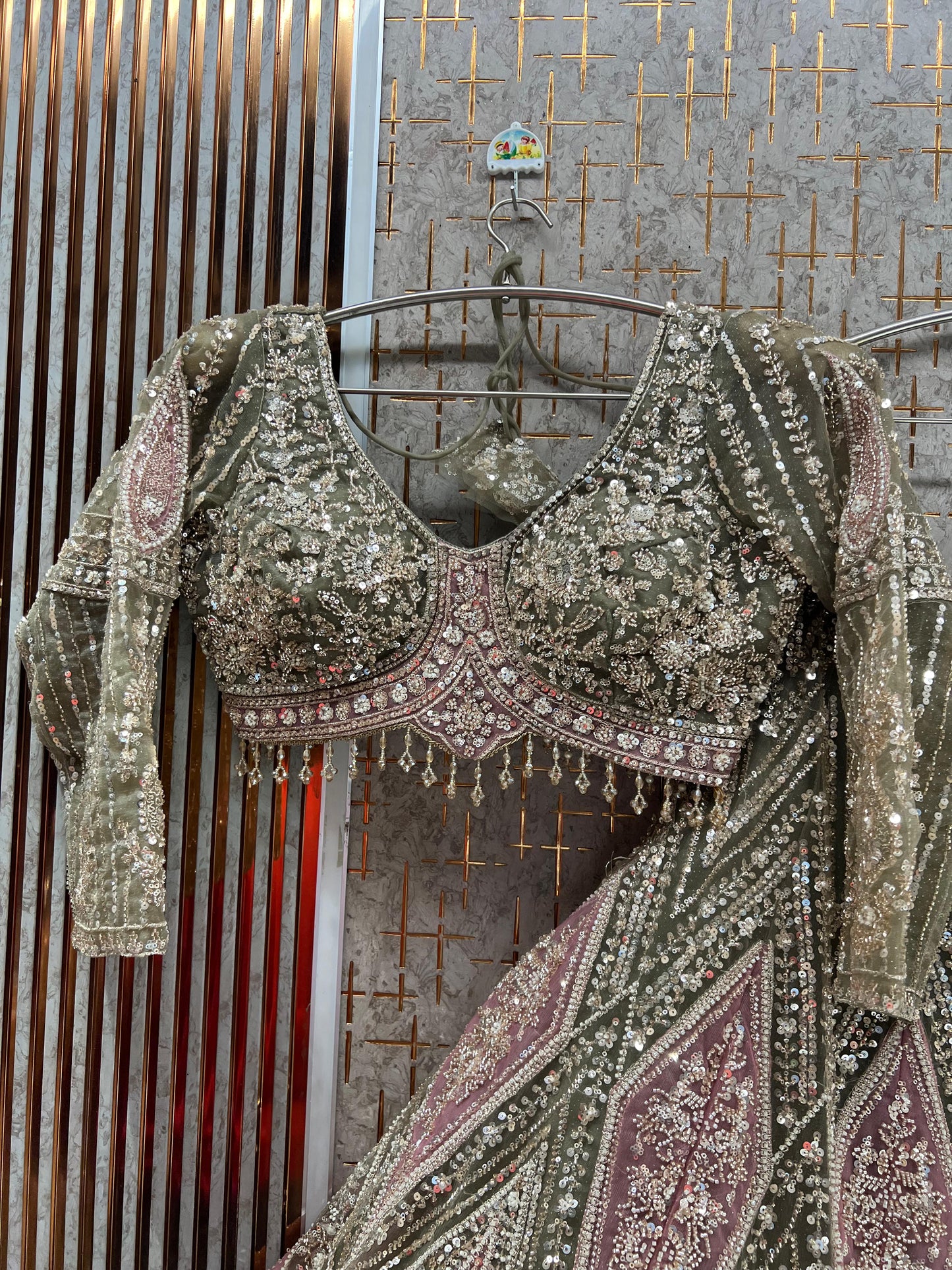 Pista Green Crop Top Lehenga