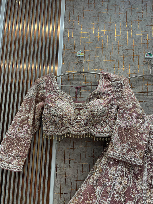 Fabulous Baby pink Ready to Wear crop top Lehenga