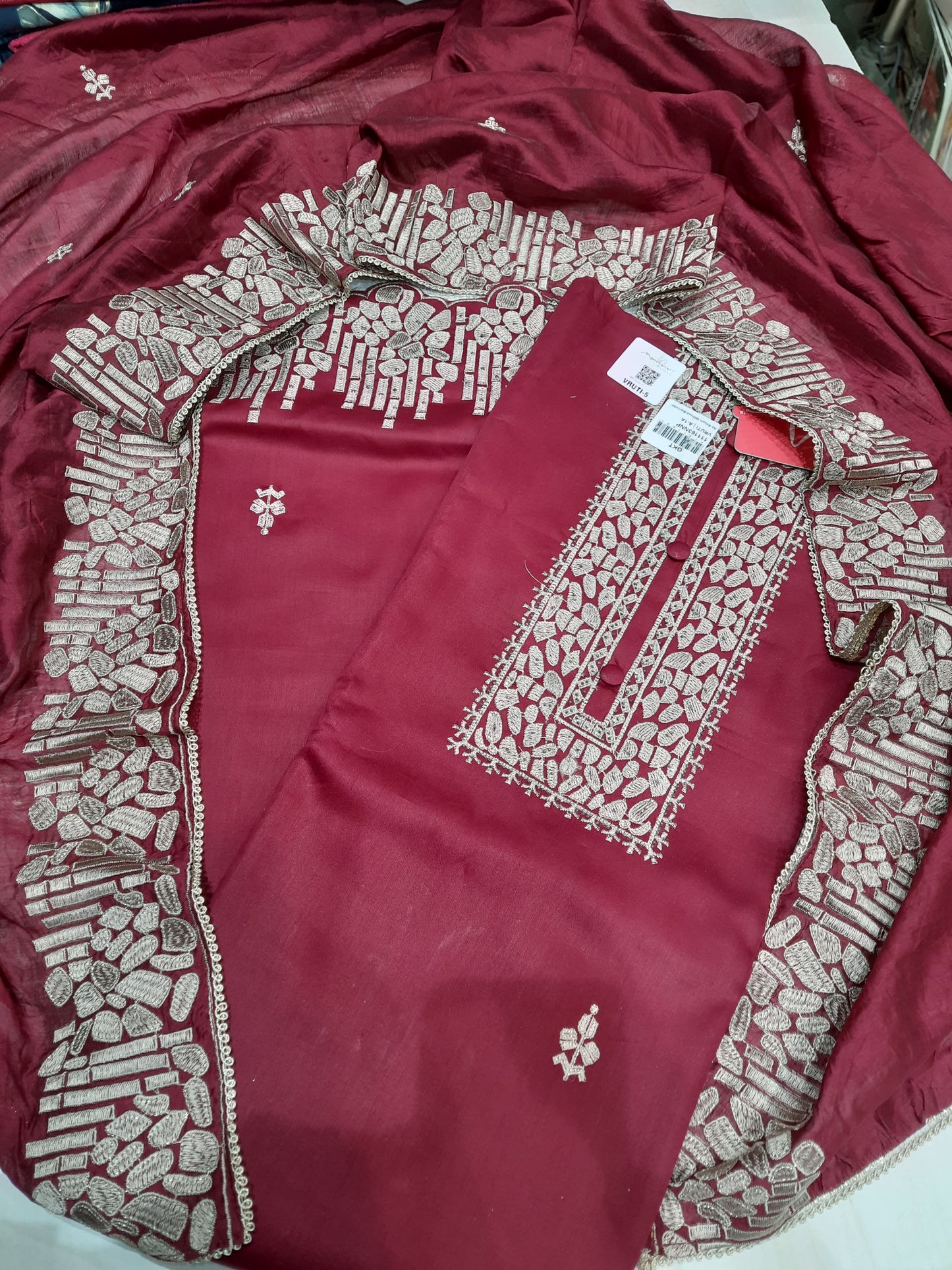 Fabulous maroon suit dress material (free size)
