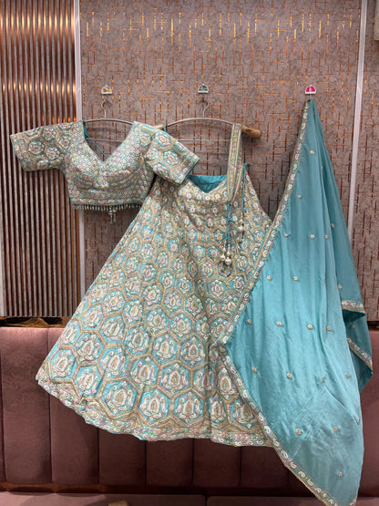 Sea Green Crop Top Lehenga