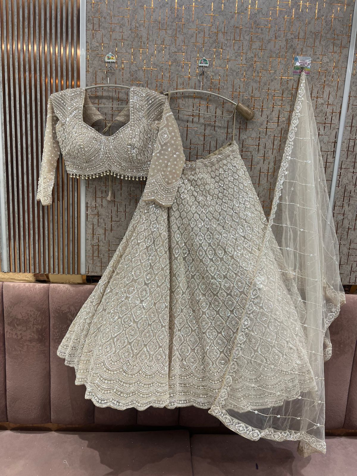 White on white Monotone Crop Top Lehenga