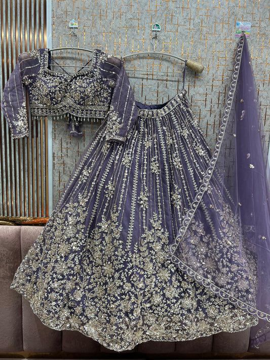 Lavender Crop Top Lehenga