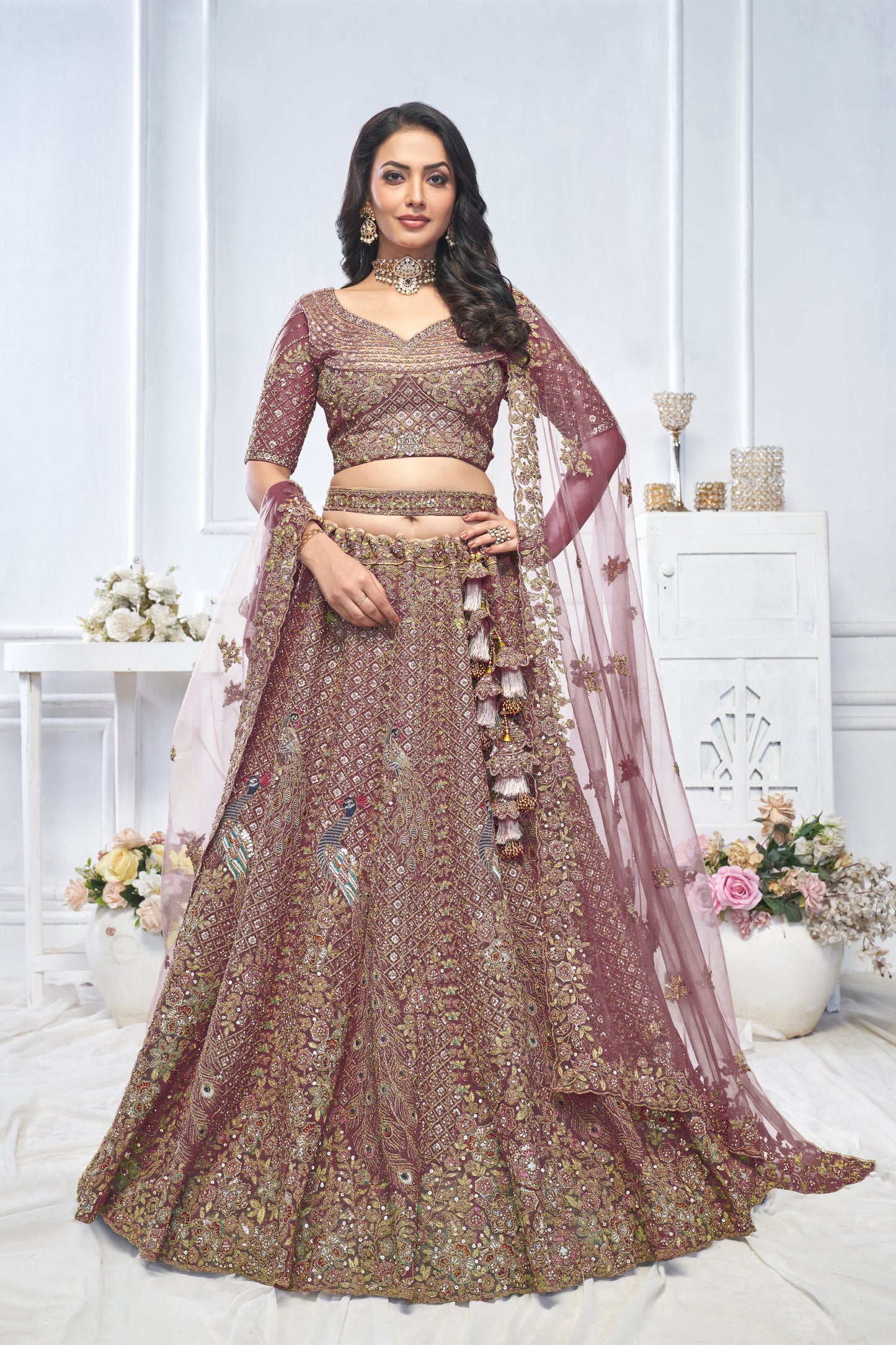 Amazing pink peacock lehenga