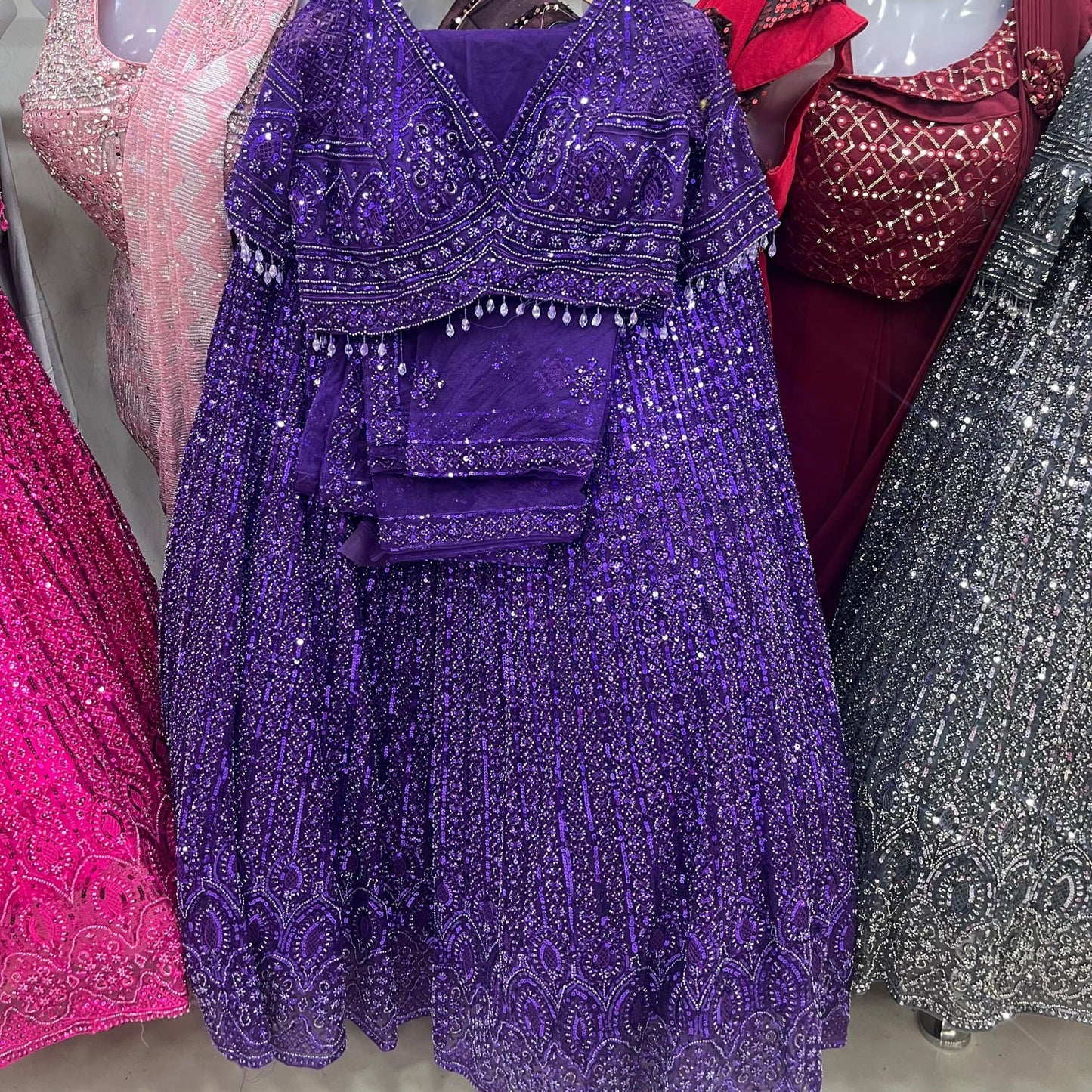 Purple On Purple Monotone Crop Top Lehenga