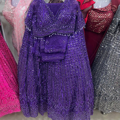 Purple On Purple Monotone Crop Top Lehenga