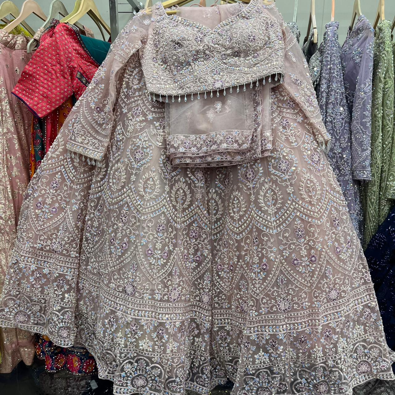 Peach Crop Top Lehenga