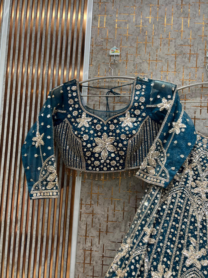 Designer Hot pink Floral Crop Top Lehenga