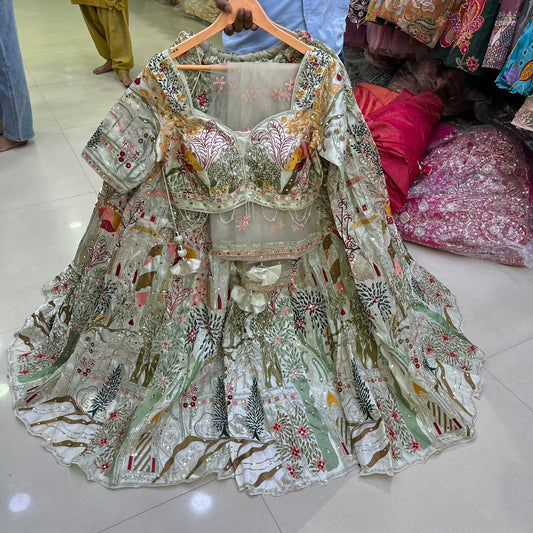 Green Crop Top Lehenga