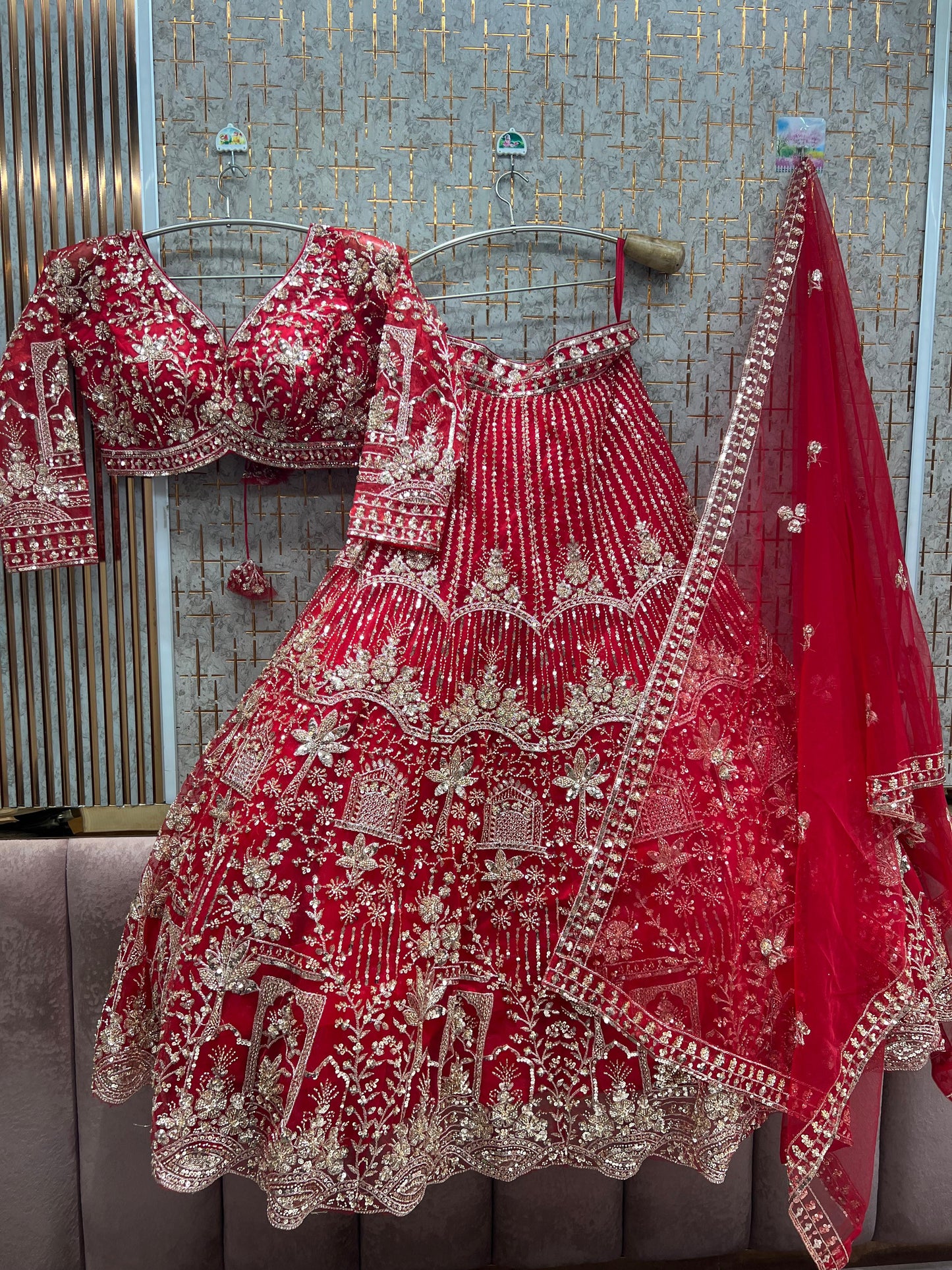 Embellished Blue Crop Top  Lehenga