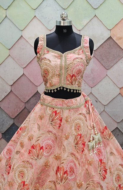 Mahima mahajan inspired Pink purple green peach Crop Top Lehenga