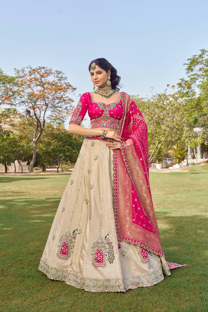 Engaging White pink Lehenga 1170
