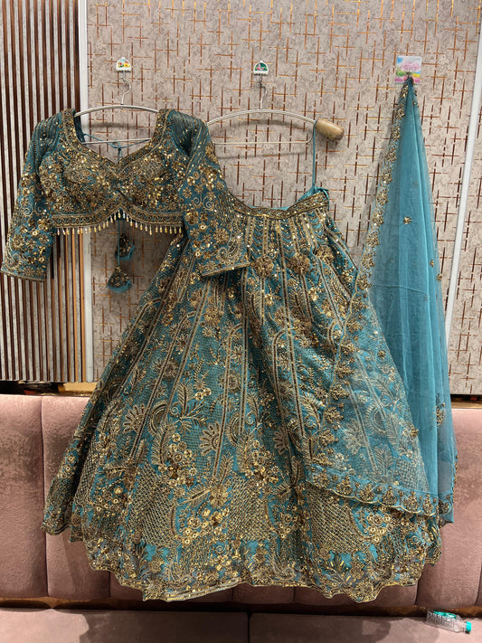 Blue Crop Top Lehenga