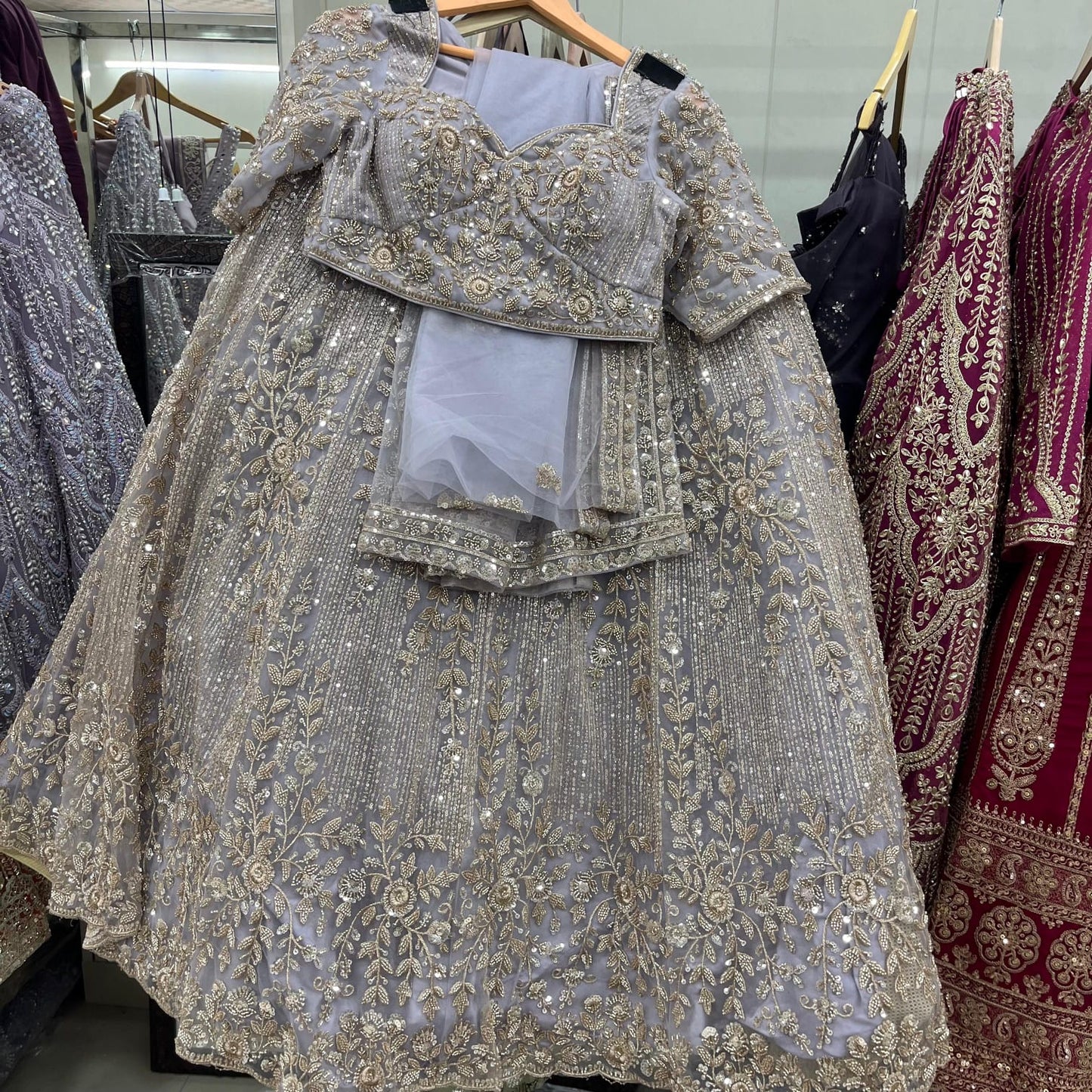 Lavender Crop Top Lehenga