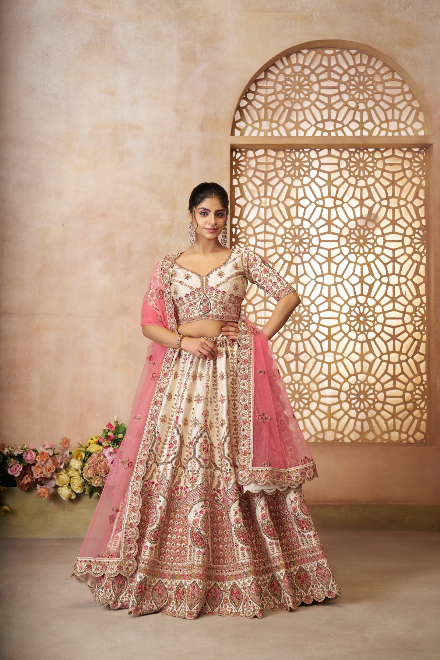 Majestic white girlish lehenga 14
