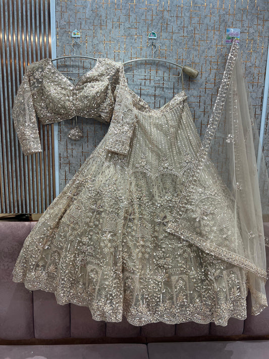 Elegant golden Crop Top  Lehenga