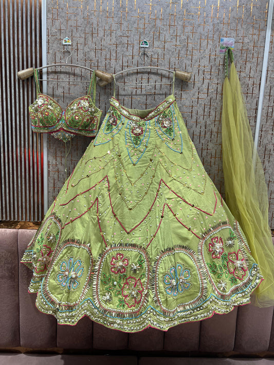 Green pdp Crop Top Lehenga