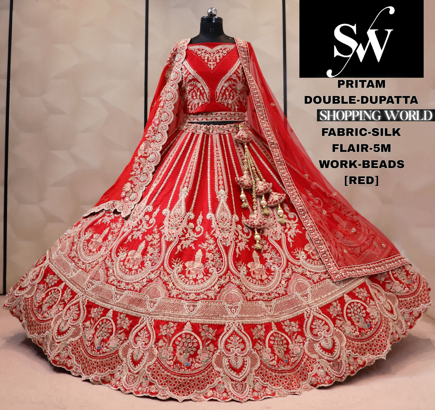 Red silk bridal Lehenga
