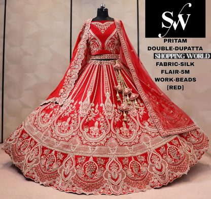 Red silk bridal Lehenga