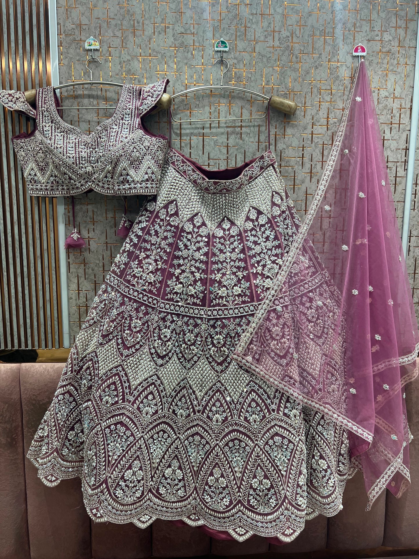 Hot Pink On Pink Monotone Crop Top Lehenga