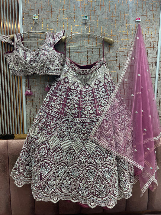Pink On Pink Monotone Crop Top Lehenga