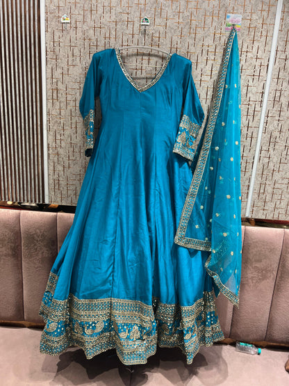Hot Pink peplum long Dress Farshi Gaharara Dress Special