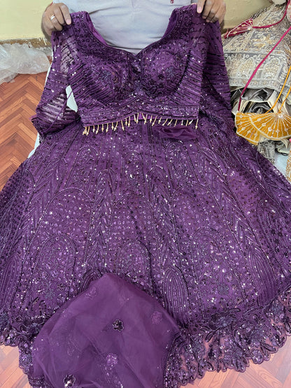 Lavender On Lavender Monotone Crop Top lehenga