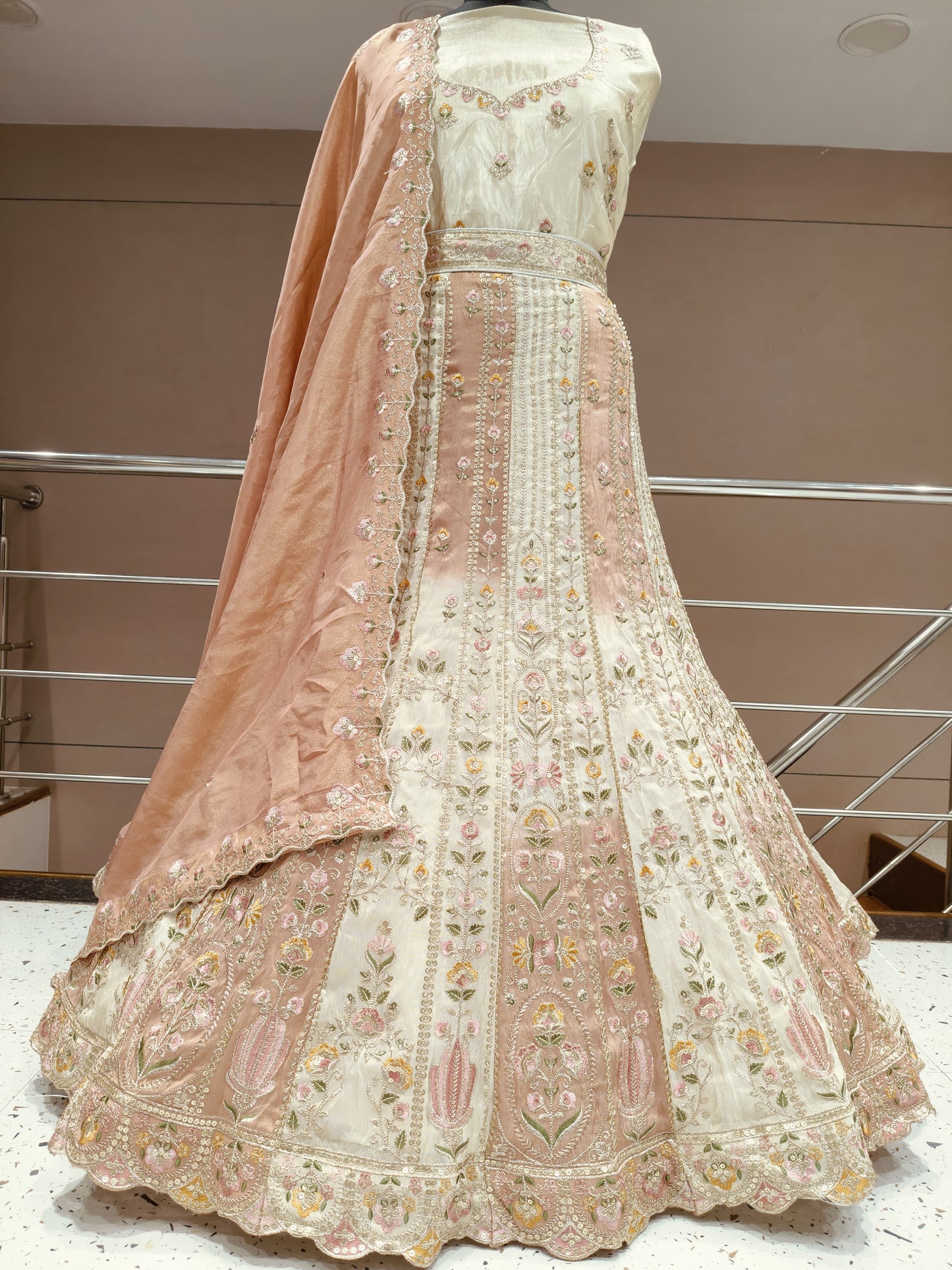 Sky Blue White Designer Lehenga