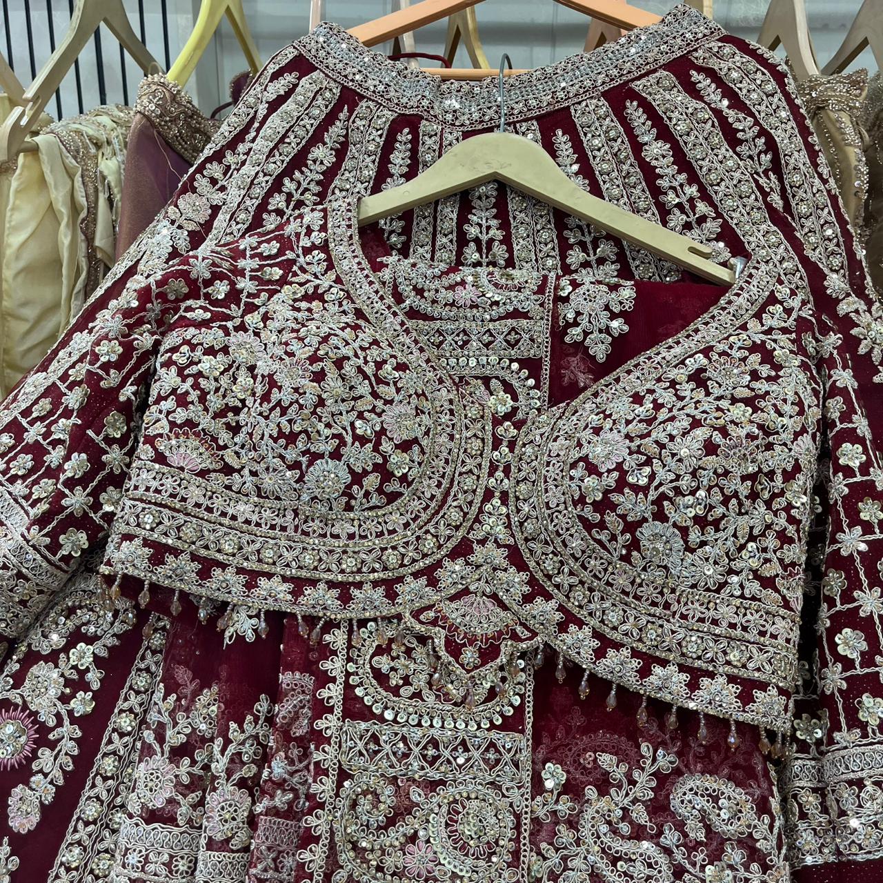 Maroon Crop Top Lehenga