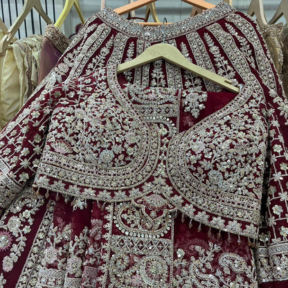Maroon Crop Top Lehenga