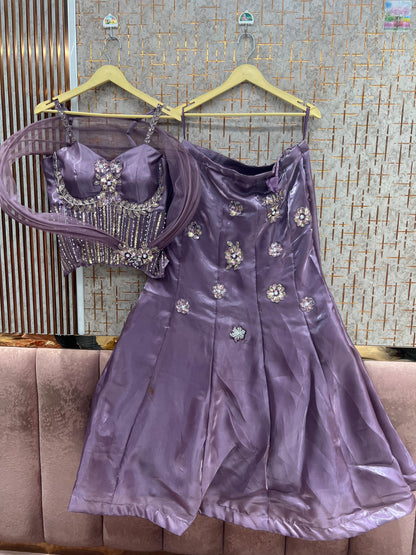 Blue Crop Top Lehenga - Shopping World