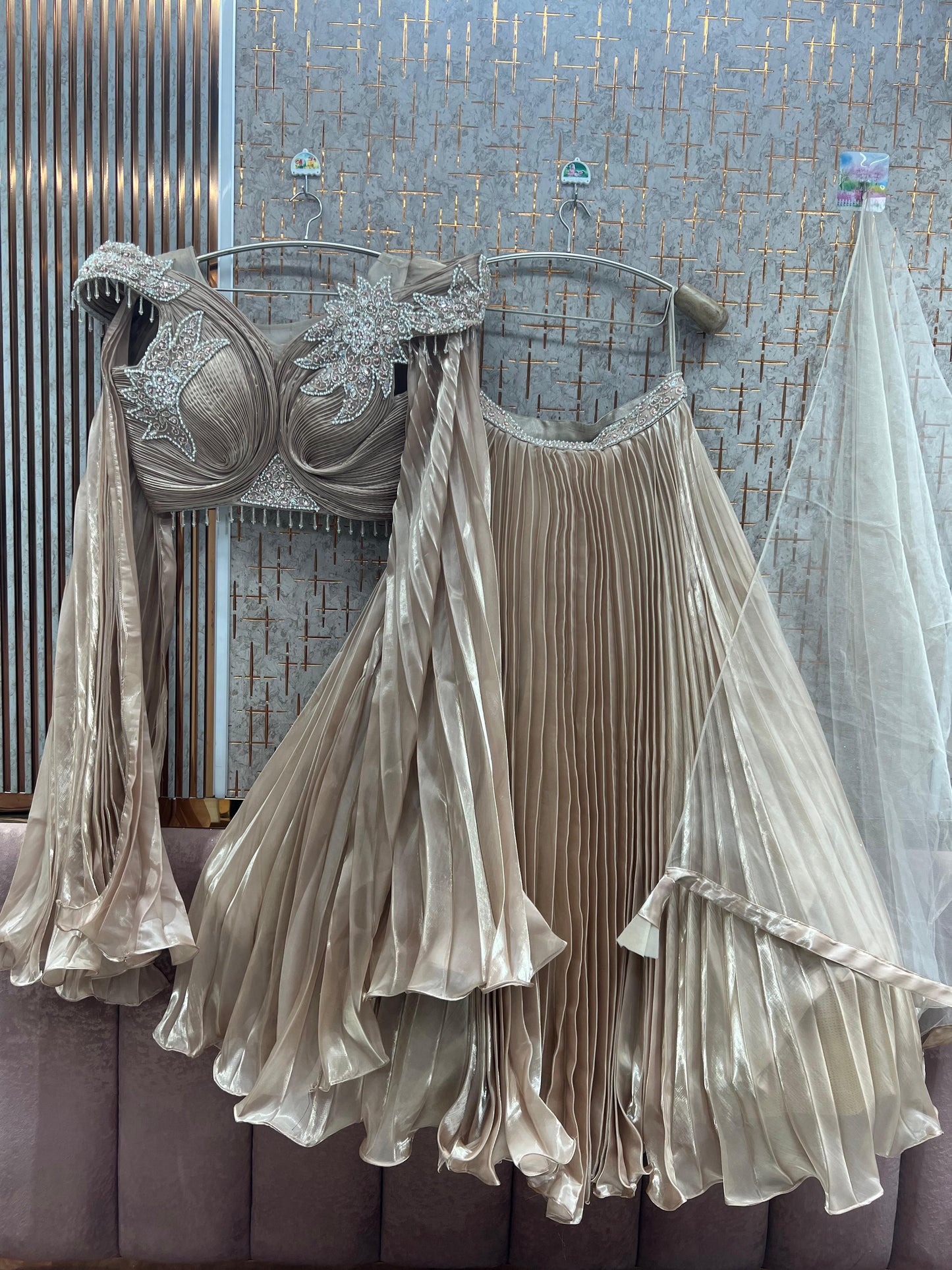 Peach Crop Top Lehenga - Shopping World