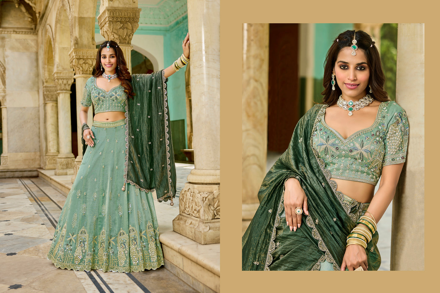 Lovely Pista green Crop top Lehenga 1212