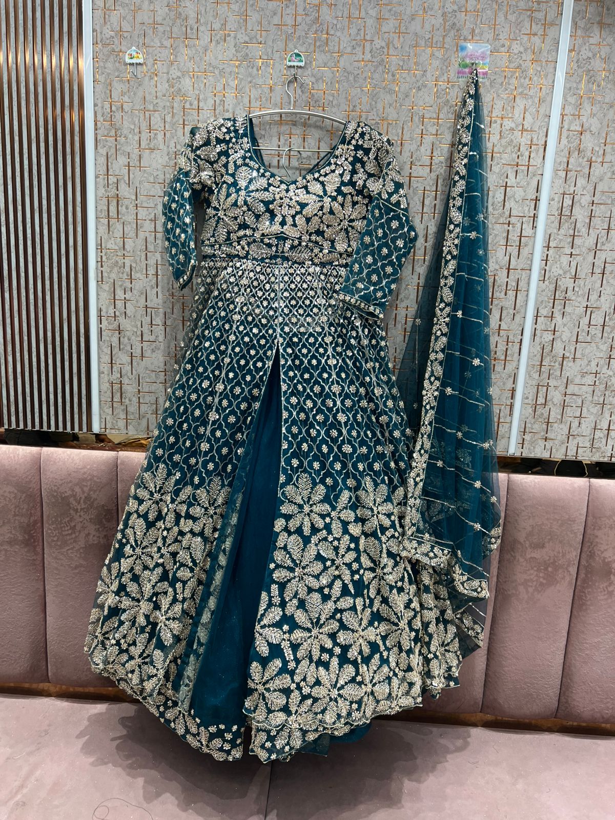 Beige Golden long peplum Dress Farshi Gaharara Dress Special Beige Golden long peplum Dress Farshi Gaharara Dress Special