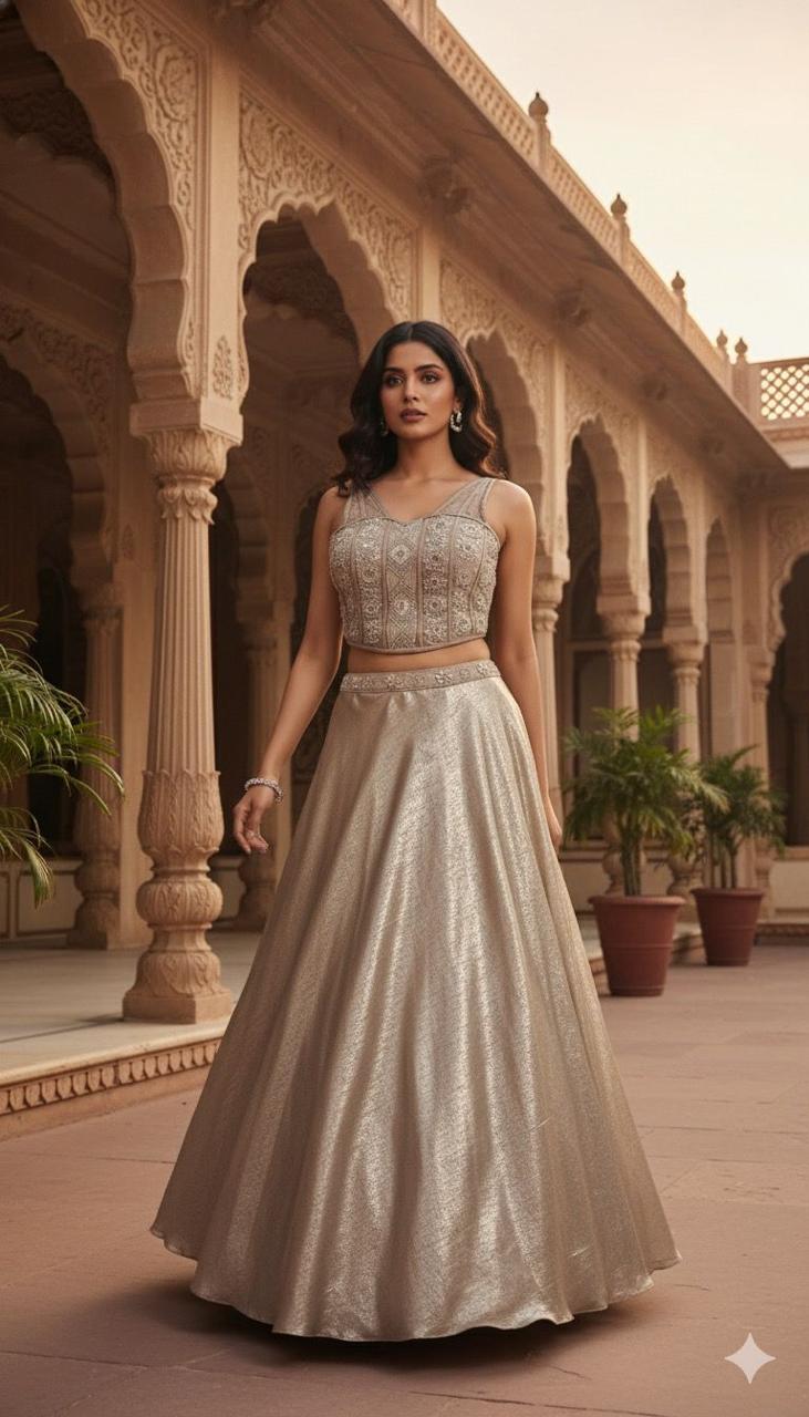 Golden Crop Top Lehenga