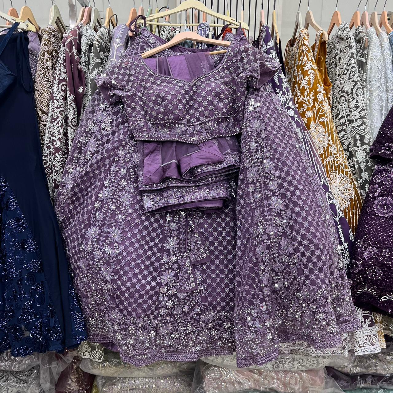 Purple Crop Top Lehenga
