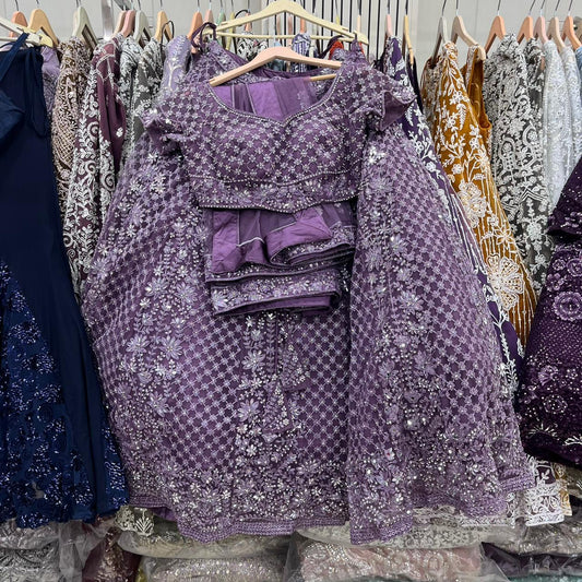 Purple Crop Top Lehenga