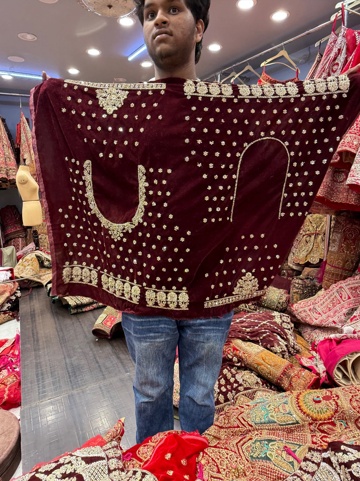 Maroon bridal designer ball Lehenga