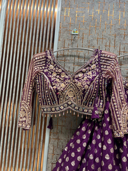 Purple Crop Top Lehenga