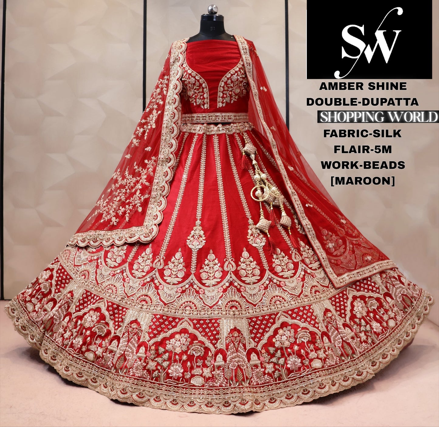 Red silk bridal Lehenga