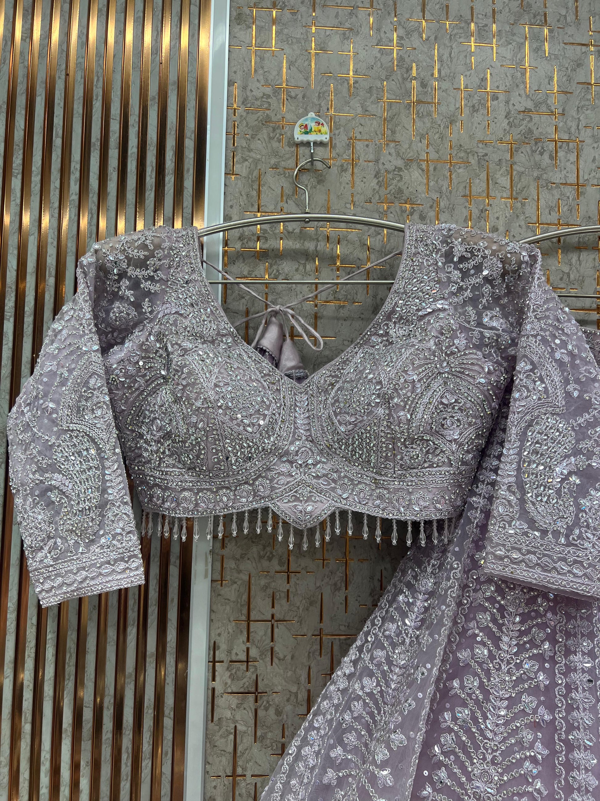 Lavender Crop Top Lehenga - Shopping World