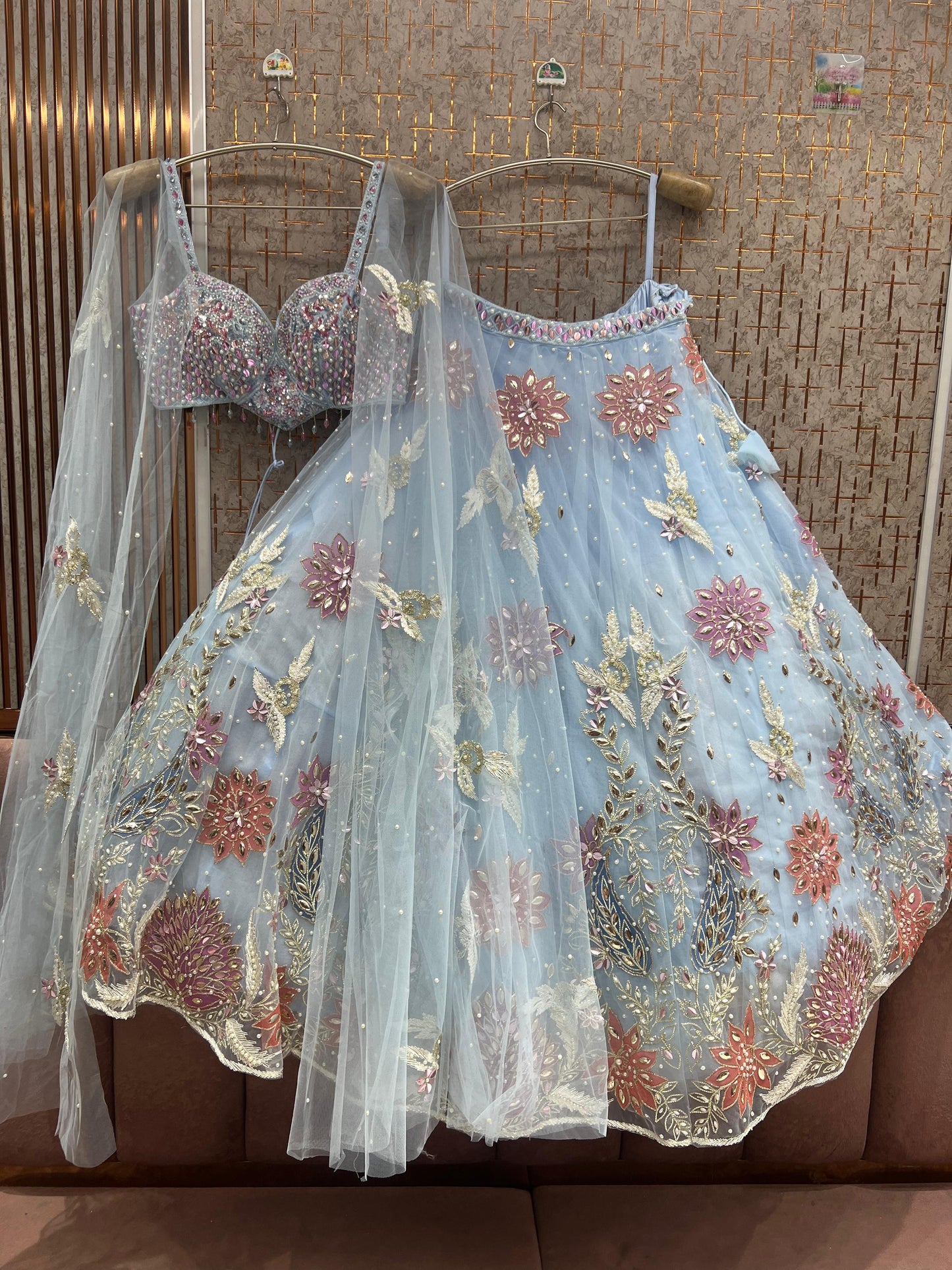 Peach Crop Top Lehenga - Shopping World