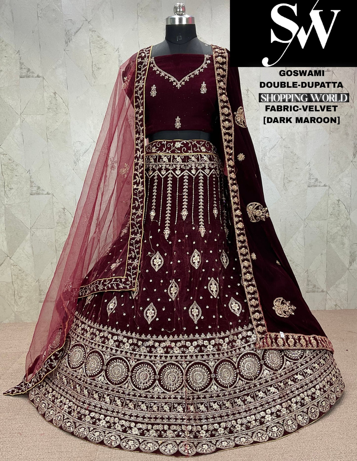 Something different red Velvet bridal Lehenga