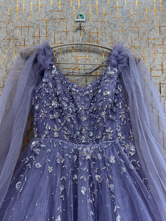 purple Heavy Handwork Gown