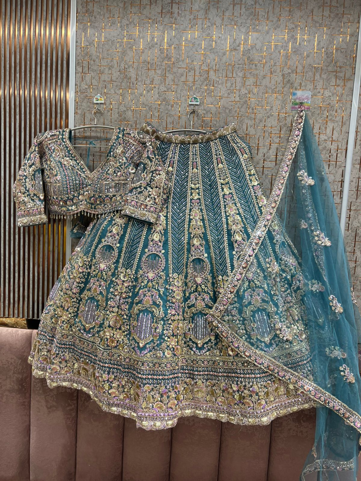 Pista Green Crop Top Lehenga